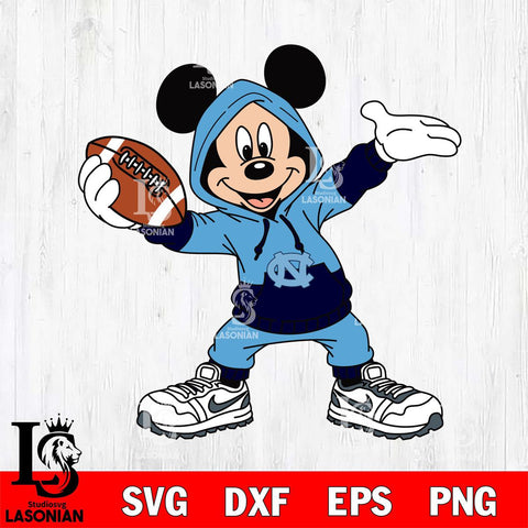 North Carolina Tar Heels Mickey Disney Football Christmas File Cut, NCAA SVG DXF EPS PNG FILE, Digital Download , Criucut , Silhouette