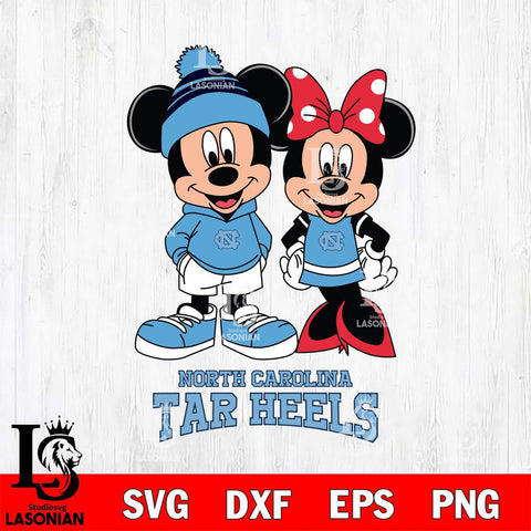 North Carolina Tar Heels Mickey Minnie Mouse Cute Football Svg Eps Dxf Png File, NCAA svg , File Cut , Digital Download , Instant Download, Cut Svg Files