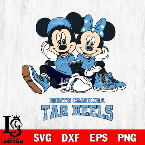 North Carolina Tar Heels Mickey Minnie Mouse Football Sit Svg Eps Dxf Png File, NCAA svg , File Cut , Digital Download , Instant Download, Cut Svg Files