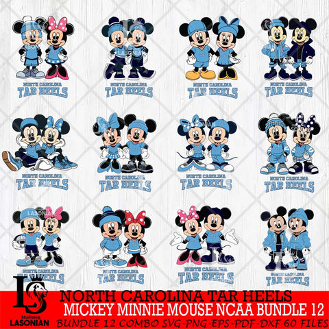 North Carolina Tar Heels Mickey Minnie Mouse NCAA Bundle 12 Svg Eps Dxf Png File, Bundle NCAA svg , File Cut , Digital Download , Instant Download, Cut Svg Files