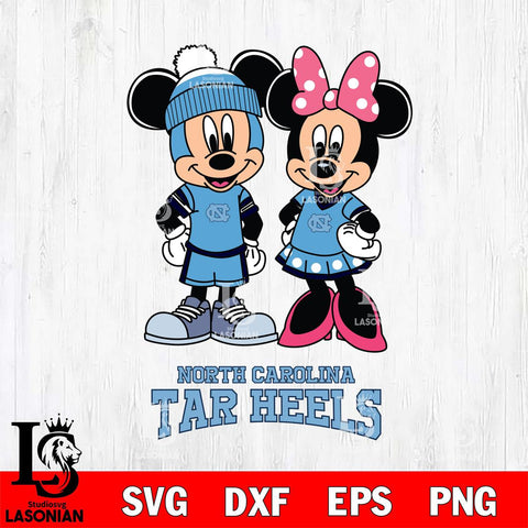 North Carolina Tar Heels Mickey Minnie Mouse Pink Svg Eps Dxf Png File, NCAA svg , File Cut , Digital Download , Instant Download, Cut Svg Files