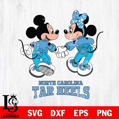 North Carolina Tar Heels Mickey Minnie Valentine Rugby Svg Eps Dxf Png File, Digital Download ,Instant Download, Cricut File