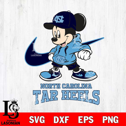 North Carolina Tar Heels Mickey Mouse NIKE, Svg Eps Dxf Png File, Digital Download