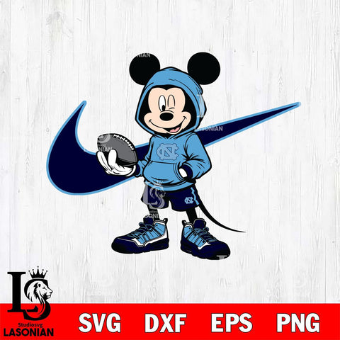 North Carolina Tar Heels Mickey Wearing Hoodie Sport Svg Eps Dxf Png File, NCAA svg, Digital Download, Instant Download