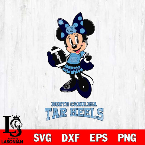 North Carolina Tar Heels Minnie Mouse, Svg Eps Dxf Png File, Digital Download