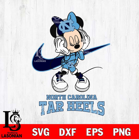 North Carolina Tar Heels Minnie Mouse Dancing NIKE, Svg Eps Dxf Png File, Digital Download