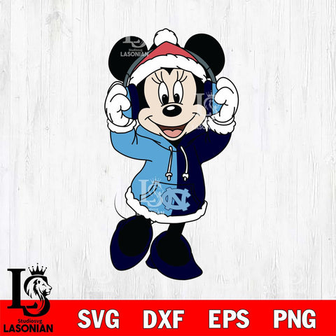 North Carolina Tar Heels Minnie Mouse Disney Football Christmas File Cut, NCAA SVG DXF EPS PNG FILE, Digital Download , Criucut , Silhouette
