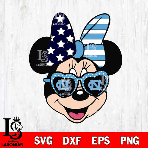 North Carolina Tar Heels Minnie Mouse Love Svg Eps Dxf Png File, NCAA svg, Digital Download, Instant Download