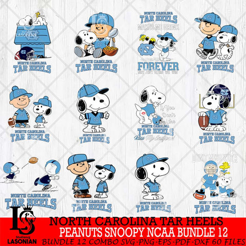 North Carolina Tar Heels Peanuts Snoopy Player NCAA Bundle 12 SVG DXF EPS PNG FILE,Snoopy File Cut, bundle NCAA Digital Download,Instant Download, Silhouette
