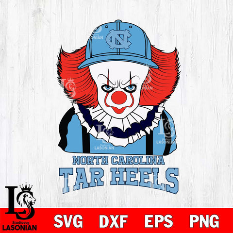 North Carolina Tar Heels Pennywise Horror Sport 10 Svg Eps Dxf Png File, Digital Download
