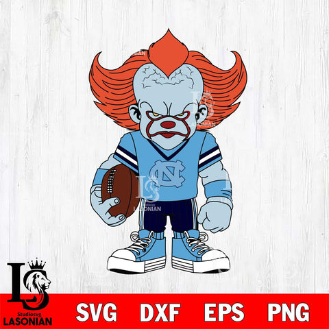 North Carolina Tar Heels Pennywise Horror Sport 11 Svg Eps Dxf Png File, Digital Download