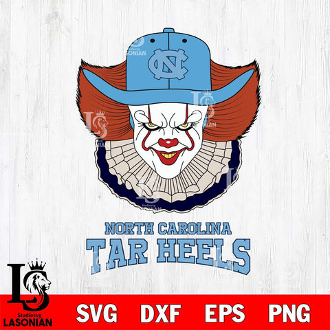 North Carolina Tar Heels Pennywise Horror Sport 12 Svg Eps Dxf Png File, Digital Download