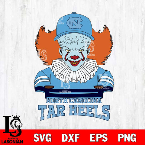 North Carolina Tar Heels Pennywise Horror Sport 2 Svg Eps Dxf Png File, Digital Download