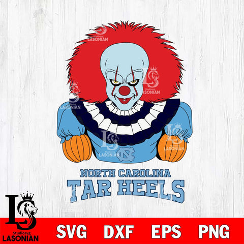 North Carolina Tar Heels Pennywise Horror Sport 3 Svg Eps Dxf Png File, Digital Download