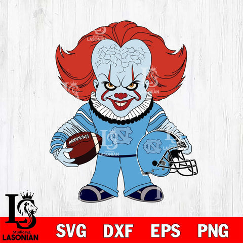 North Carolina Tar Heels Pennywise Horror Sport Svg Eps Dxf Png File, Digital Download