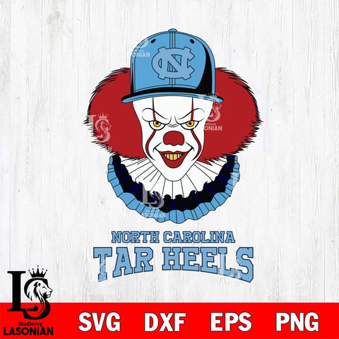 North Carolina Tar Heels Pennywise Horror Sport 4 Svg Eps Dxf Png File, Digital Download
