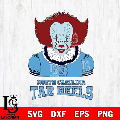 North Carolina Tar Heels Pennywise Horror Sport 5 Svg Eps Dxf Png File, Digital Download