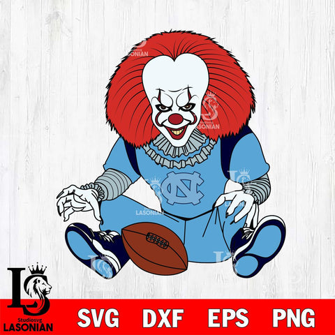 North Carolina Tar Heels Pennywise Horror Sport 6 Svg Eps Dxf Png File, Digital Download