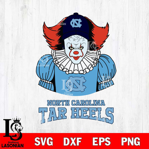 North Carolina Tar Heels Pennywise Horror Sport 7 Svg Eps Dxf Png File, Digital Download