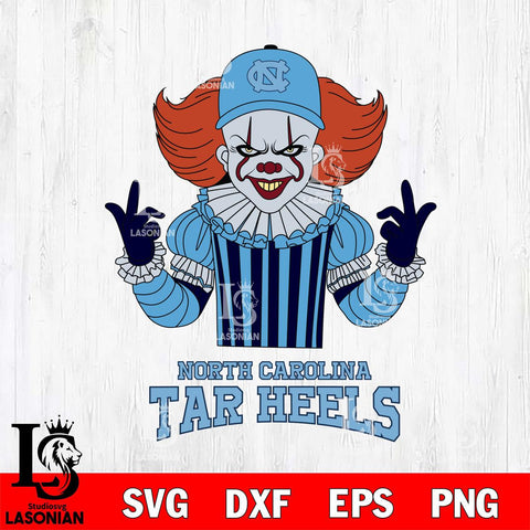 North Carolina Tar Heels Pennywise Horror Sport 8 Svg Eps Dxf Png File, Digital Download