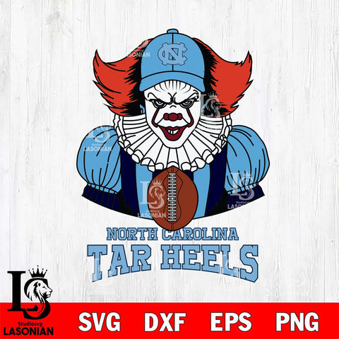 North Carolina Tar Heels Pennywise Horror Sport 9 Svg Eps Dxf Png File, Digital Download