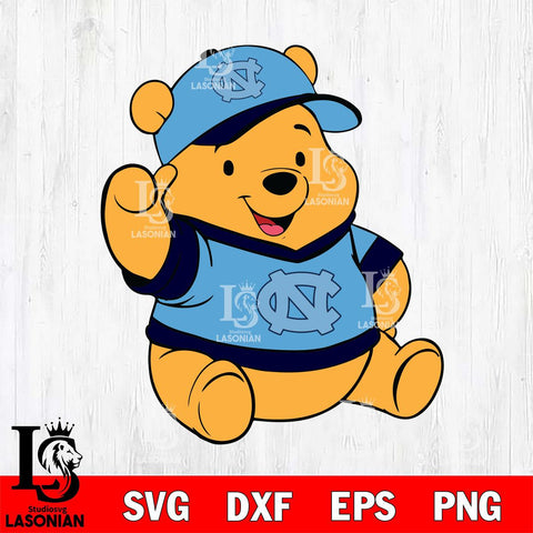 North Carolina Tar Heels Pooh Bear Svg Eps Dxf Png File, NCAA svg, Digital Download, Instant Download