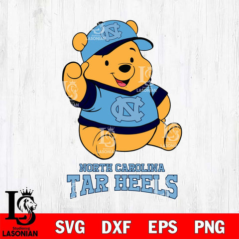 North Carolina Tar Heels Pooh Bear Disney, Svg Eps Dxf Png File, Digital Download
