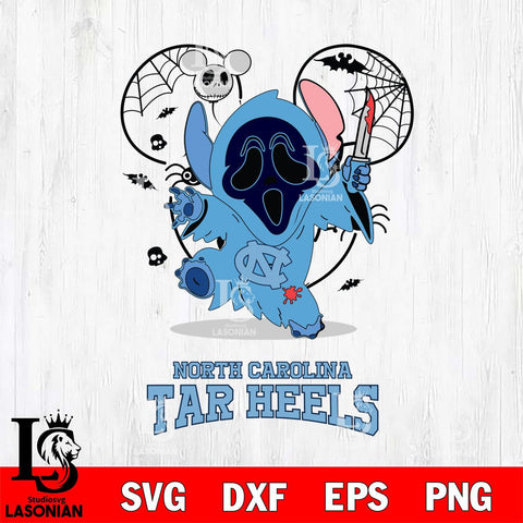 North Carolina Tar Heels Stitch Ghost Face Halloween 2 Svg Eps Dxf Png File, Digital Download, Instant Download