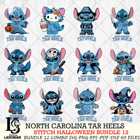 North Carolina Tar Heels Stitch Horror Bundle 12 SVG Svg Eps Dxf Png File, NCAA svg, Digital Download, Instant Download