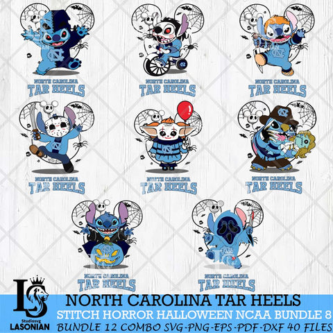 North Carolina Tar Heels Stitch Horror Halloween Bundle NCAA Svg Eps Dxf Png File, Digital Download, Instant Download