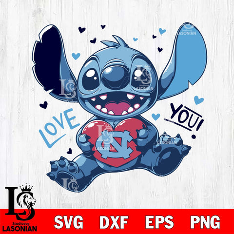 North Carolina Tar Heels Stitch Love Svg Eps Dxf Png File, NCAA svg, Digital Download, Instant Download