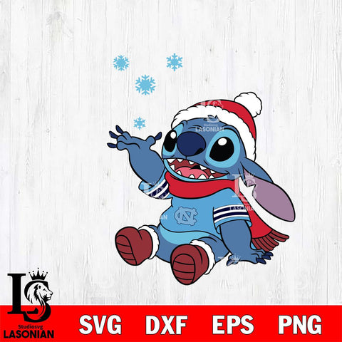North Carolina Tar Heels Stitch Wearing Winter Scarf Svg Eps Dxf Png File, Digital Download, Instant Download