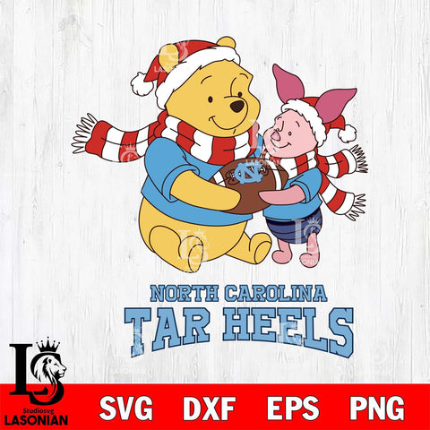 North Carolina Tar Heels Winnie the Pooh & Piglet Football Cricut,Christmas SVG DXF EPS PNG FILE, NCAA Digital Download,Instant Download, Silhouette