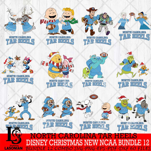 North Carolina Tar Heels  Disney Christmas New NCAA Bundle 12 Cricut,Christmas SVG DXF EPS PNG FILE, BUNDLE NCAA Digital Download,Instant Download, Silhouette