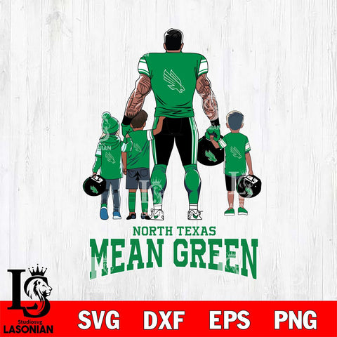 North Texas Mean Green 4 Father and son Rugby SVG DXF EPS PNG FILE,NCAA SVG, Father day Digital Download,Instant Download, Silhouette