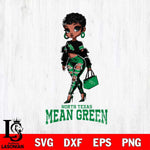 North Texas Mean Green Beautiful Black Fan Girl, Svg Eps Dxf Png File, Digital Download