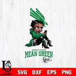 North Texas Mean Green Beauty Black Fan Girl Football, Svg Eps Dxf Png File, Digital Download