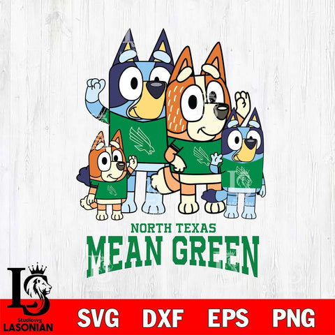 North Texas Mean Green Bluey & Bingo 7 Svg Eps Dxf Png File, NCAA svg, Digital Download, Instant Download