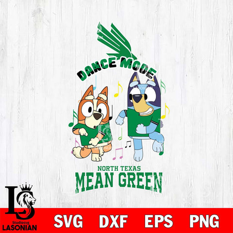 North Texas Mean Green Bluey Bingo Dance Mode Svg Eps Dxf Png File, NCAA svg, Digital Download, Instant Download
