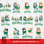 North Texas Mean Green Bluey Dace Mode NCAA Bundle 12 SVG Eps Dxf Png File, Digital Download, Instant Download