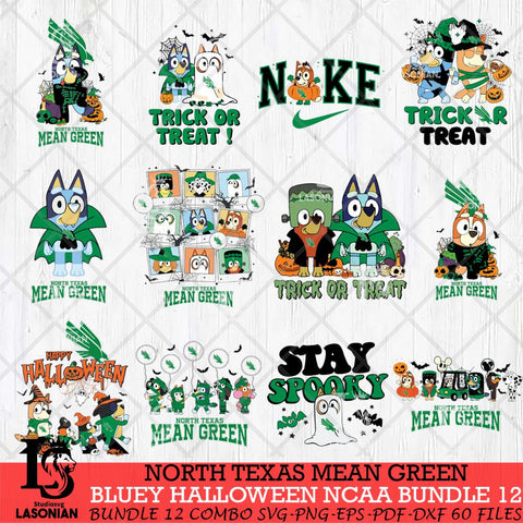 North Texas Mean Green Bluey Halloween NCAA 12 SVG Eps Dxf Png File, Bundle NCAA svg, Digital Download, Instant Download