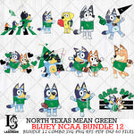 North Texas Mean Green Bluey NCAA Bundle 12 Svg Eps Dxf Png File, Digital Download, Instant Download