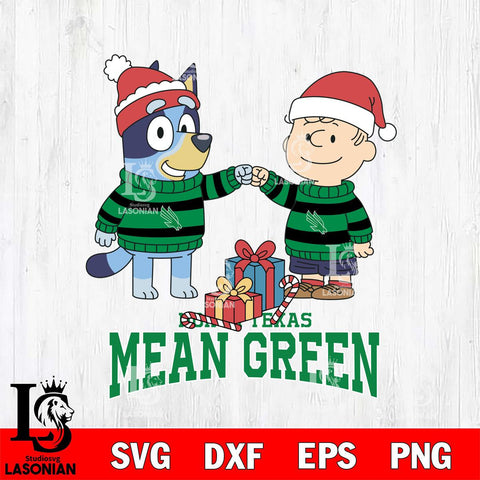 North Texas Mean Green Bluey With Charlie Brown Christmas File Cut, NCAA SVG DXF EPS PNG FILE, Digital Download,Instant Download, Silhouette