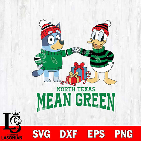 North Texas Mean Green Bluey With Donald Duck Christmas File Cut, NCAA SVG DXF EPS PNG FILE, Digital Download,Instant Download, Silhouette