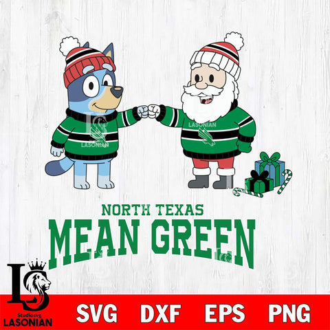 North Texas Mean Green Bluey With Satan Christmas File Cut, NCAA SVG DXF EPS PNG FILE, Digital Download,Instant Download, Silhouette