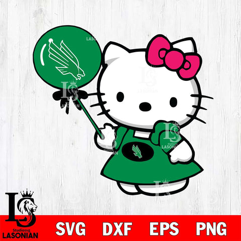 North Texas Mean Green Cute Hello Kitty 2 Svg Eps Dxf Png File, Digital Download, Instant Download