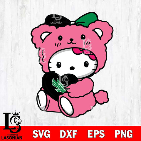 North Texas Mean Green Cute Hello Kitty 3 Svg Eps Dxf Png File, Digital Download, Instant Download