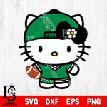 North Texas Mean Green Cute Hello Kitty Football 10 Svg Eps Dxf Png File, NCAA svg, Digital Download, Instant Download