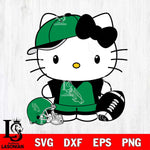 North Texas Mean Green Cute Hello Kitty Football 4 Svg Eps Dxf Png File, NCAA svg, Digital Download, Instant Download
