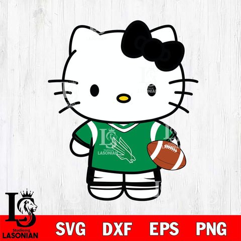 North Texas Mean Green Cute Hello Kitty Football 8 Svg Eps Dxf Png File, NCAA svg, Digital Download, Instant Download